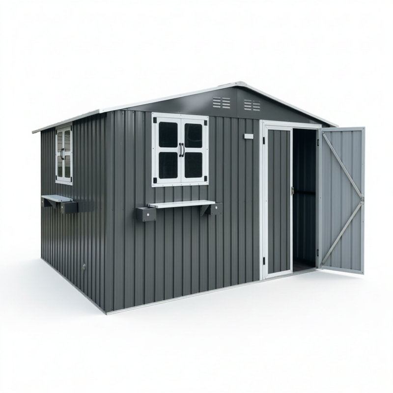 Spacious Sheds, 10x8 Ft Metal Storage With Window, Modern Backyard