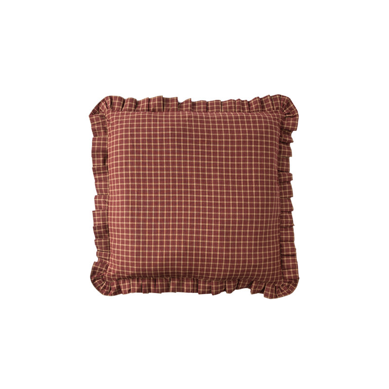 Rustic Red Plaid Cotton Euro Pillow Sham