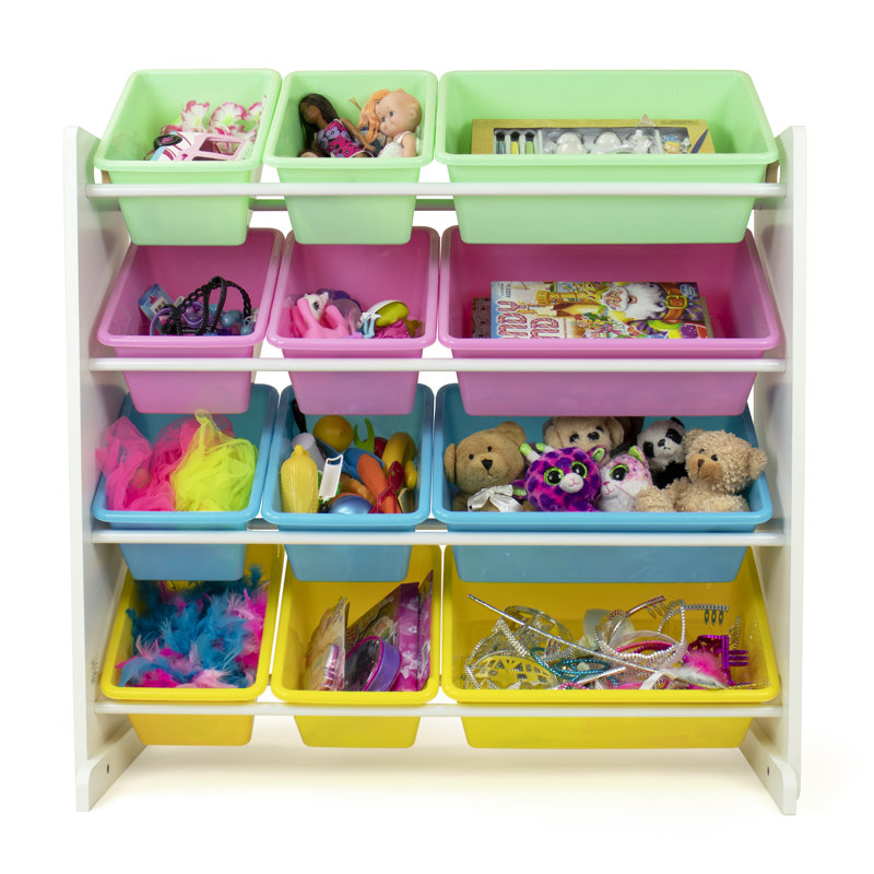 Kid's Toy Organiser, White/Yellow/Pink/Blue