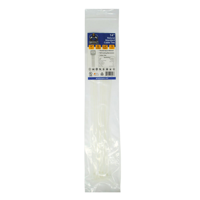 14" 50lb Standard Cable Tie 15/bag, Natural