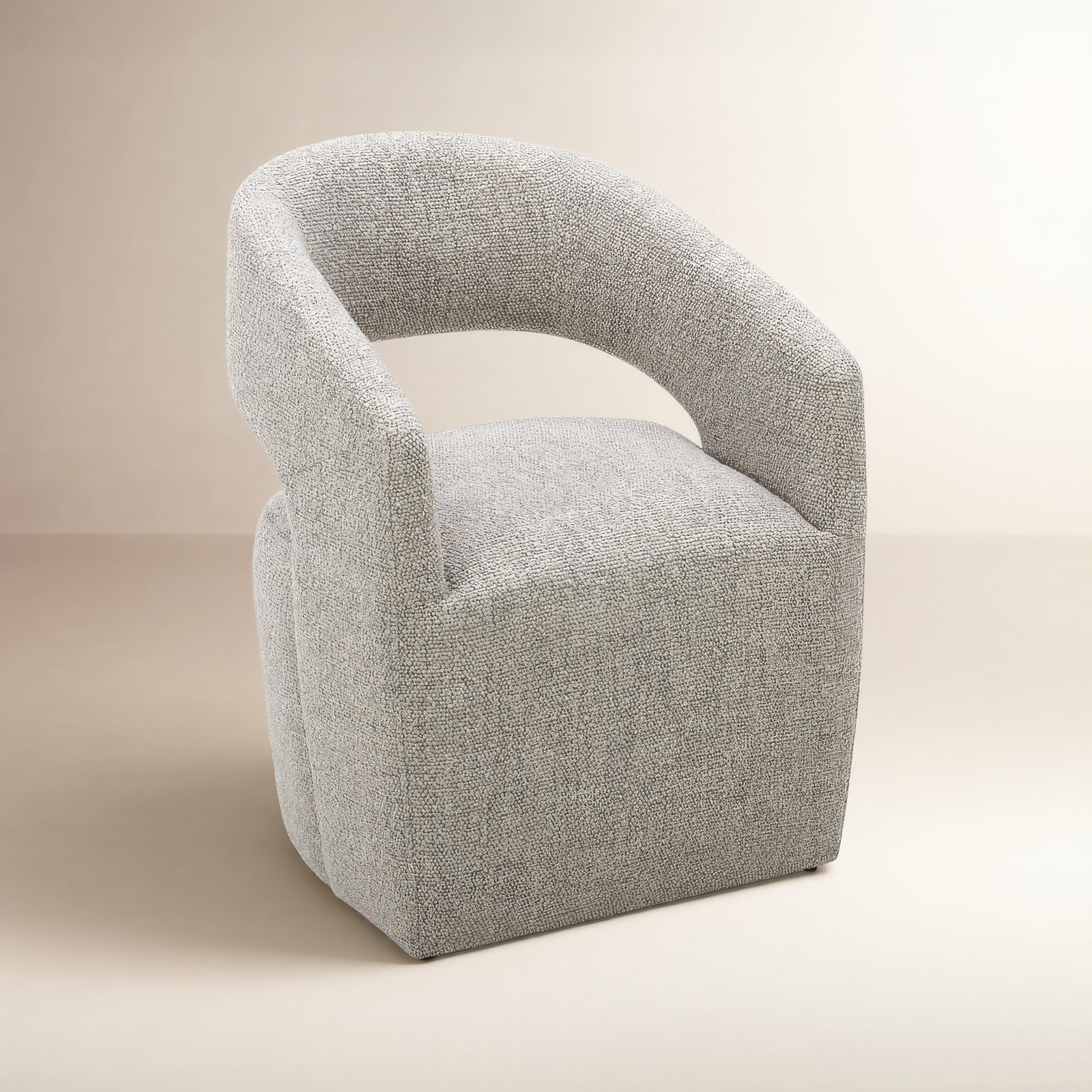 Camino Dining Armchair, Gray Performance Boucle