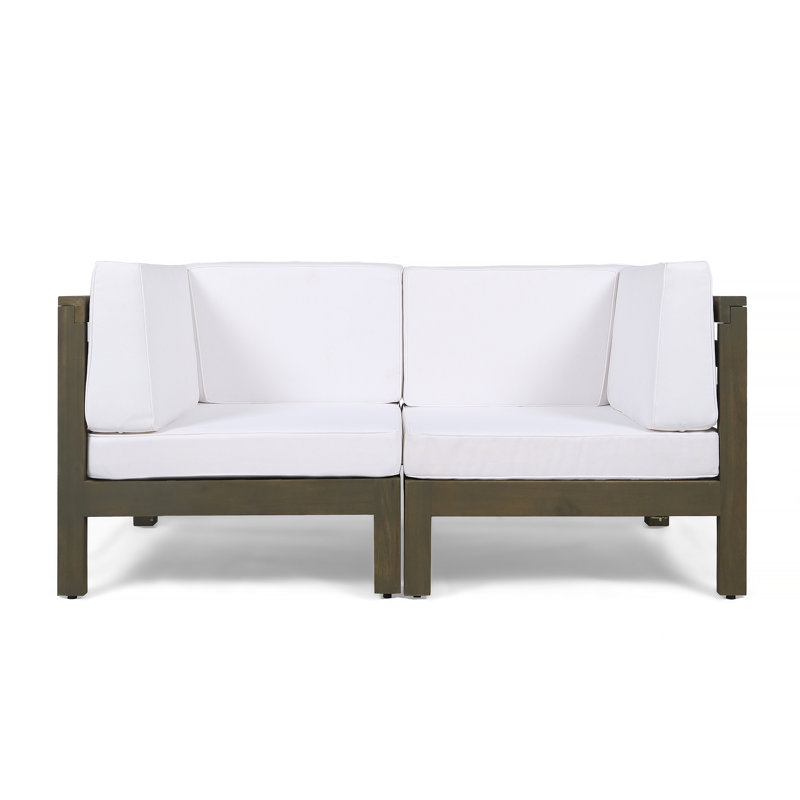 Dillinger 60.5" Wide Loveseat with Cushions, Gray Finish Frame / White Cushion