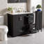 Meuble-lavabo traditionnel de 36 pouces avec lavabo en céramique, armoire en bois massif noir avec 2 portes à fermeture douce et 4 tiroirs, lavabo encastré rectangulaire, poignées en alliage de zinc-1583161642-1583161644