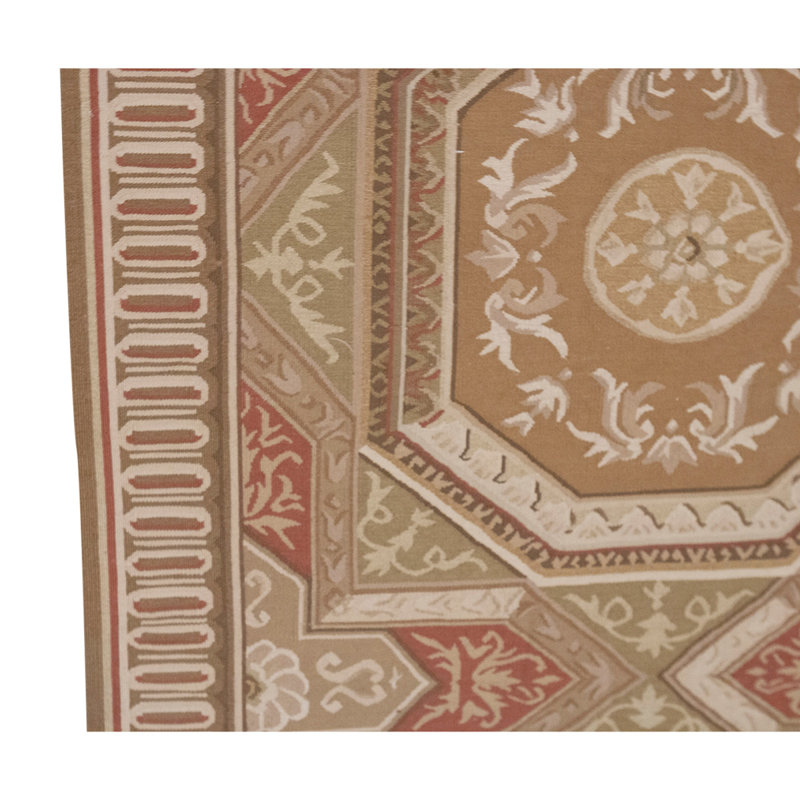 Tapis unique brun et rose noué à la main de haute qualité