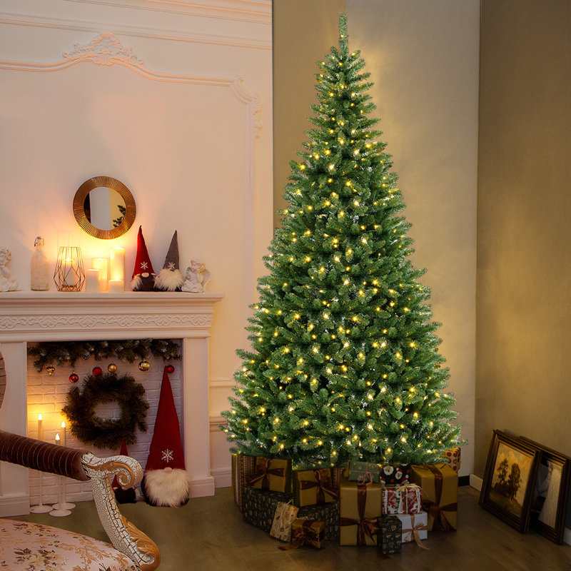 Arbre de Noël artificiel 8 pi 270 pi 8 pi avec 1137 branches Evergreen 360 lumières DEL blanc chaud 8 pi