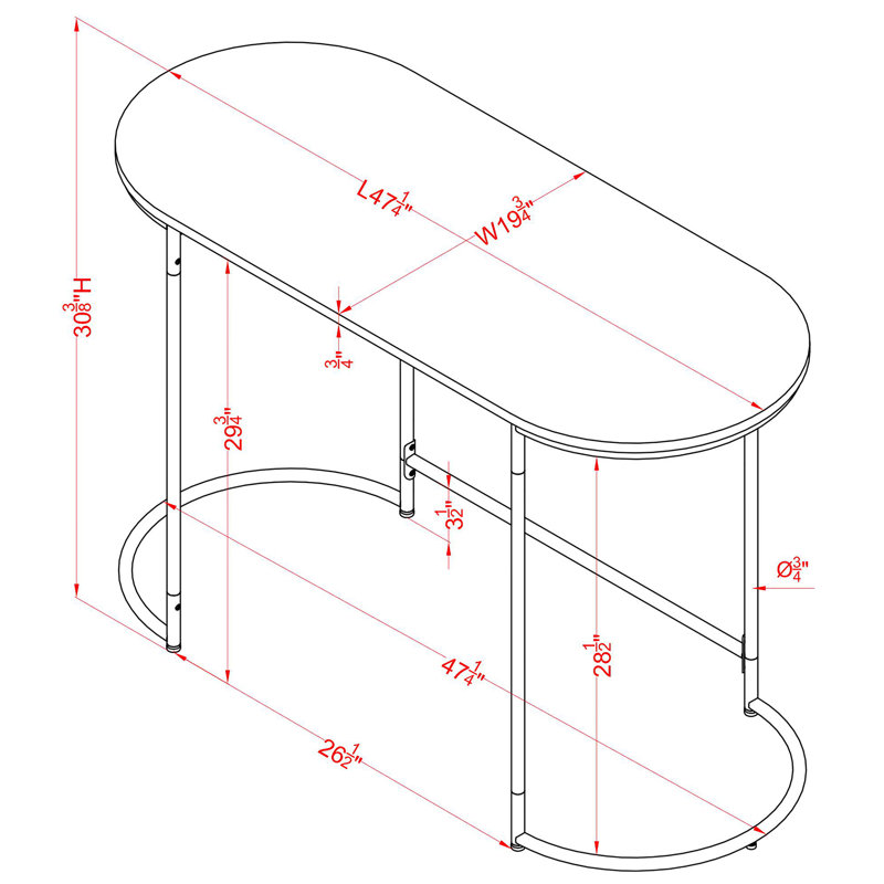 Malaga Oval Metal Base Writing Desk