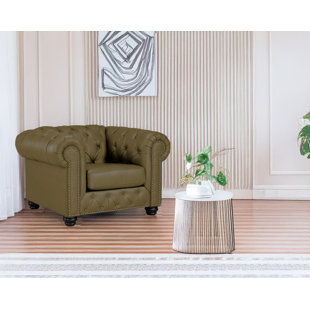 Toddington 48" Wide Tufted Genuine Leather Armchair