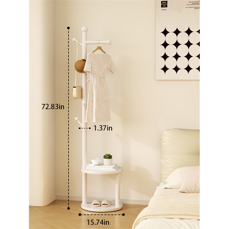 Simplifier les vêtements en bois massif et le porte-chapeau, Blanc