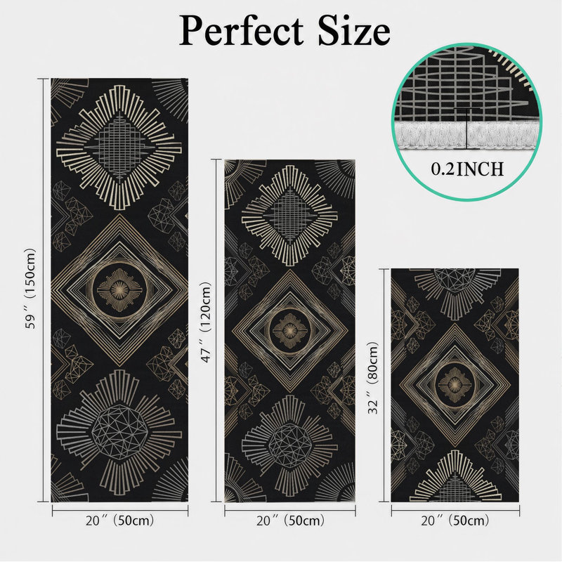 Geometric Mandala Non-Slip Washable Kitchen Mats