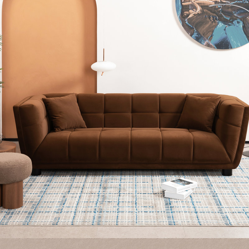 Mid-Century moderne 2 chameaux avec revêtement doux et structure en velours lisse et confortable: 2 avec rembourrage en éponge haute