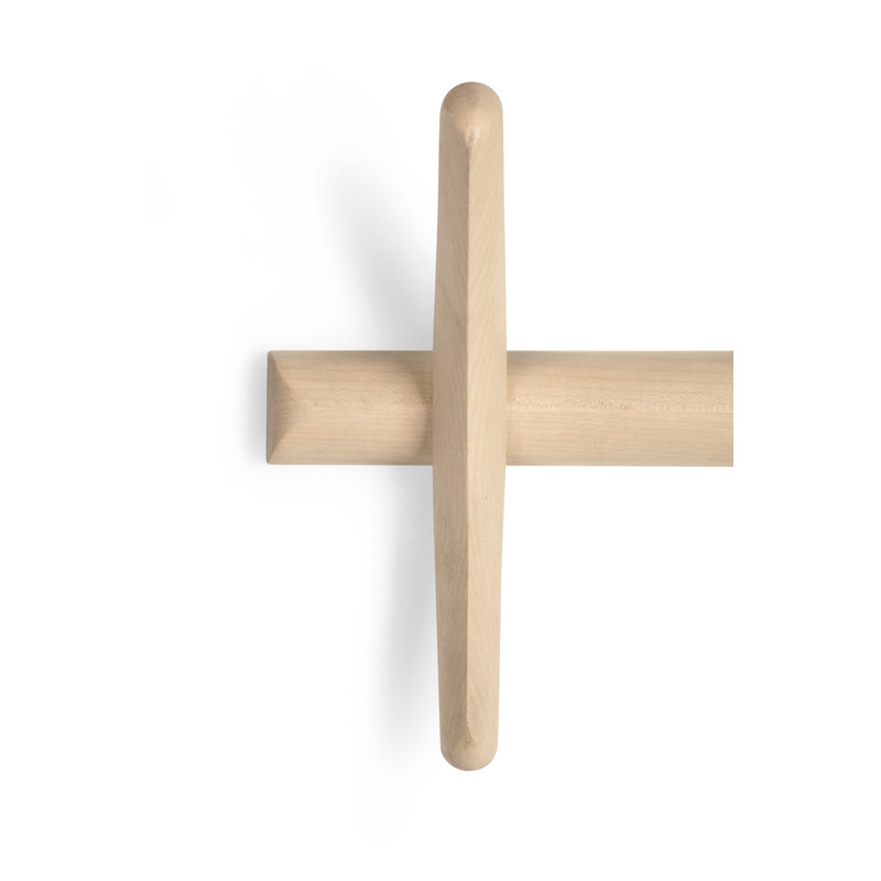 Pi 5 - Hook Wall Mounted Coat Rack, Varnished Sycamore