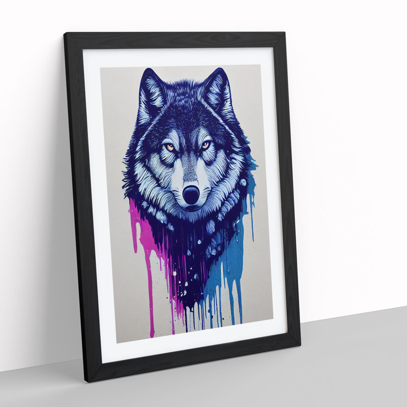 Painted Wolf No.3 - Wall Art, Black Framed, 48cm H x 36cm W, No Matte