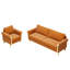 Chaise avec accoudoirs en velours orange Mid-Century