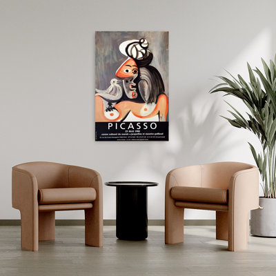 «Stylized Woman and Bird Abstract», audacieux oiseau contemporain, architecture, impression d'art mural