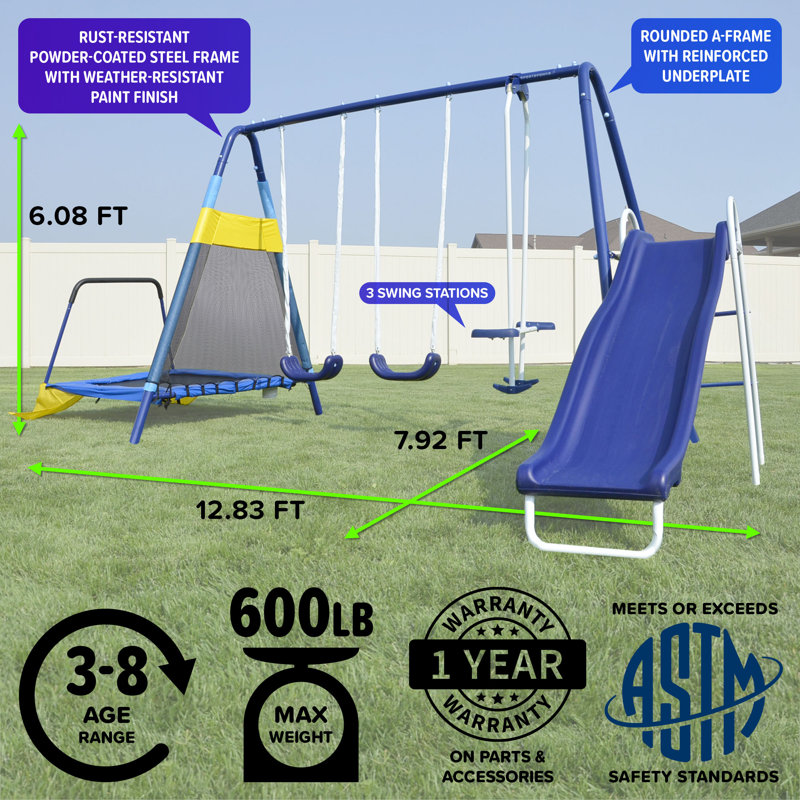 Almansor Trampoline/Slide and Swing Set