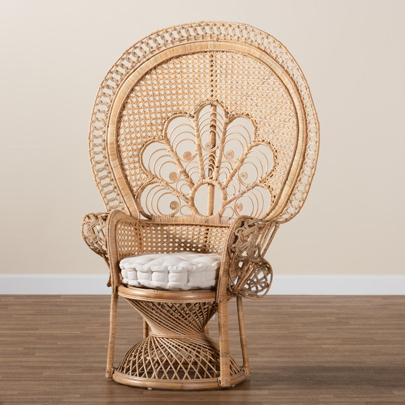 Fauteuil à oreilles en rotin de polyester capitonné l 41,3 po Kerlin