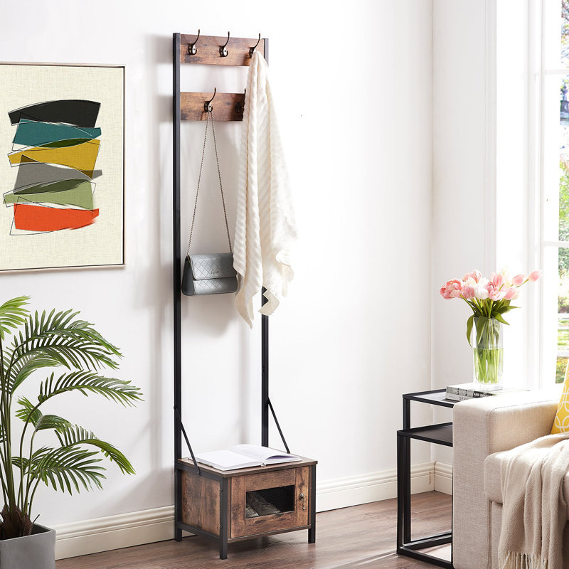 Hall Tree with Shoe Storage Organizer, Entryway Coat Rack, Tall Clothes Stand Freestanding with Hooks for Mudroom, Hallway, Bedroom