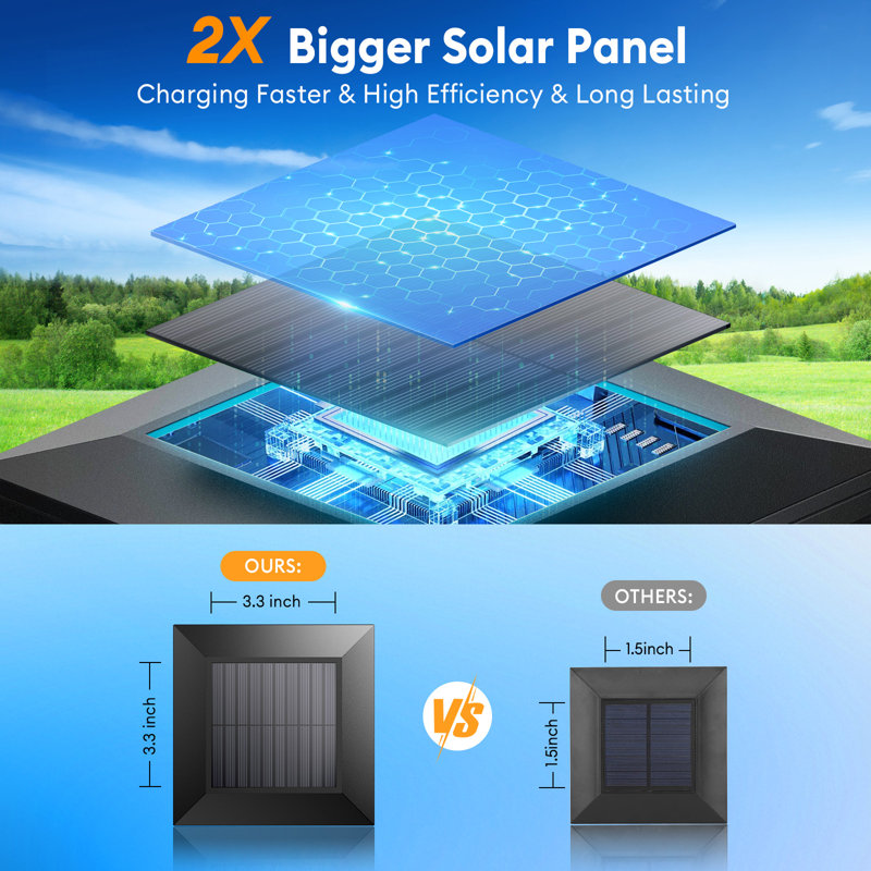2x Bigger Size Solar Post Cap Lights Outdoor 4 Pack, 56 Brighter Leds Fence Post Solar Lights Outdoor Waterproof With 3 Modes For 4x4, 5x5 Or 6x6 Vinyl Wooden Posts