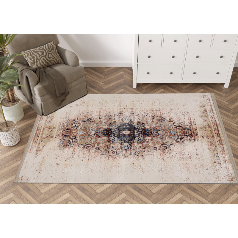 Tapis décoratif à motif abstrait beige, Tapis de couloir 3 pi 9,81 po x 9 pi 10,11 po