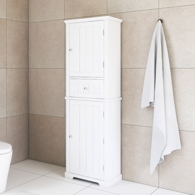 Grande armoire de rangement avec tiroir et tablette réglable, Blanc