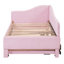 Lit de jour simple tapissier en L rembourré avec couchette escamotable, rose-648329139