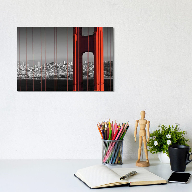 Golden Gate Bridge In Detail by Melanie Viola - Wrapped Canvas Print, 20.32 cm H x 30.48 cm W