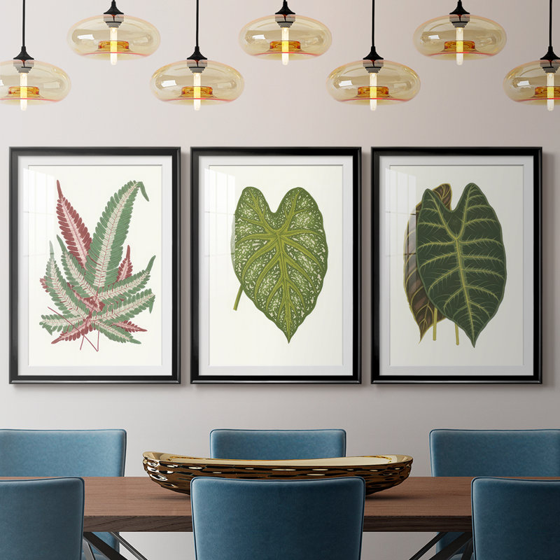 Feuilles de collection IV - impression encadrée sur mesure de qualité supérieure - 3 pièces, Noir, H 21 po x l 30 po