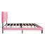 Queen Size Bed In Pink Linen - No Box Spring Needed, Easy Setup, 21.65 In. Package Width, Wood Slat Support, Modern Design Upholstered Platform Frame With Button Headboard To Assemble, Backbone, 600-1295568698-1295568700