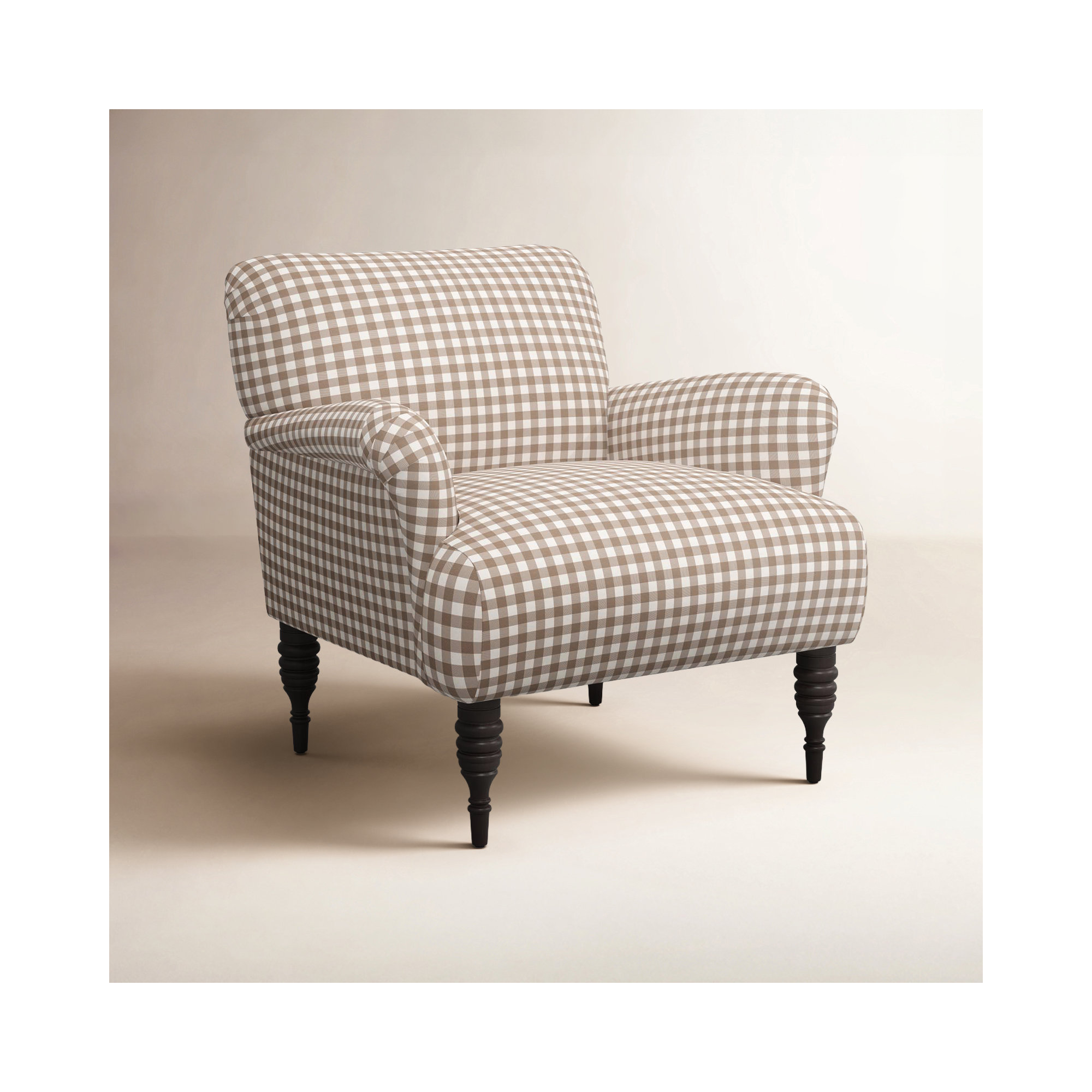 Allura Upholstered Armchair, Classic Gingham Tan