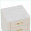 Table de chevet moderne en velours avec 3 tiroirs et plateau marbré - beige