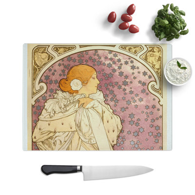 Lady of the Camellias by Alphonse Mucha Chopping Board