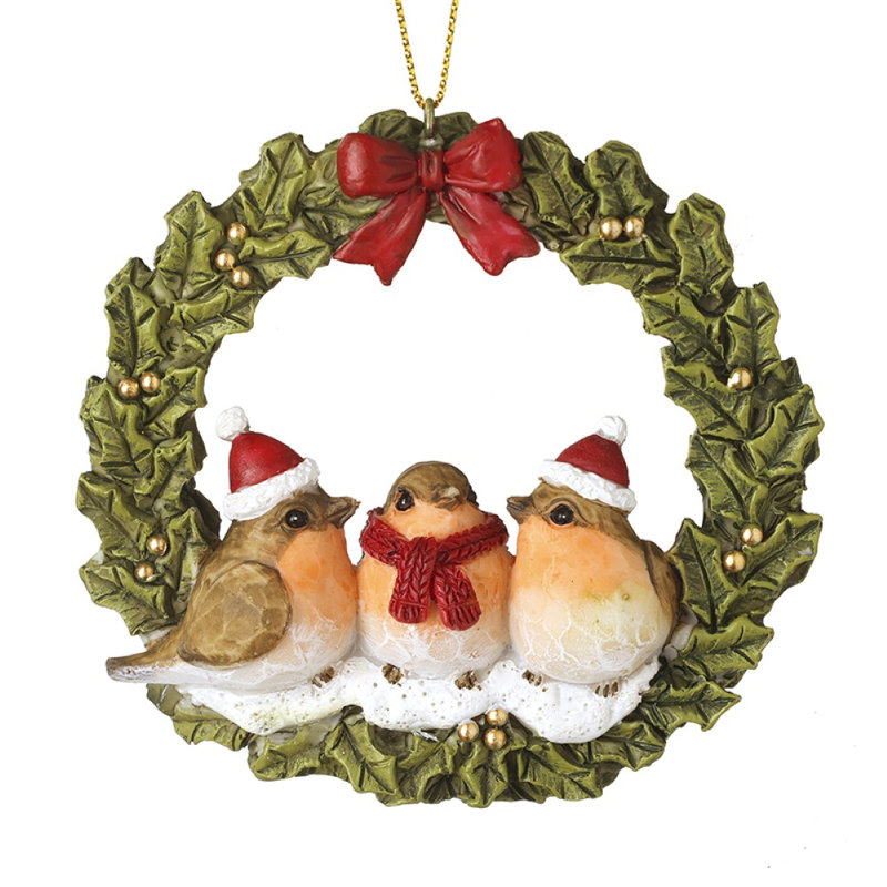 Hanging Festive Birds In Wreath