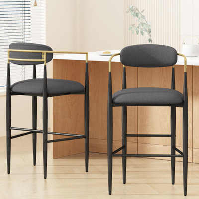 2, hauteur de comptoir avec siège rembourré gris et configuration en fer robuste pour îlot de cuisine, capacité de soutien de 265 lb, 2 tabourets, poids des pieds en tissu