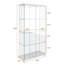 Modern Glass Display Cabinet With LED Lights, Quick-Assembly Antique Cabinet, Tempered Glass Bookshelf, 2-Door 4-Shelf-2130900648