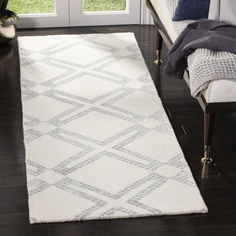Tapis oriental en laine touffeté à la main Chaudri, Tapis de couloir 2 pi 3 po x 7 pi