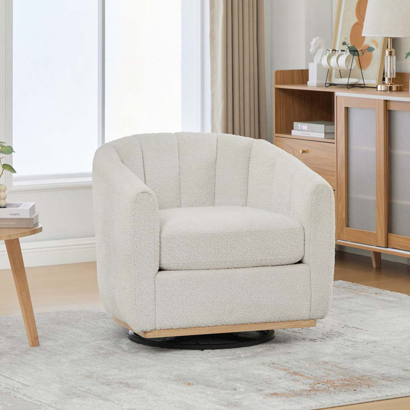 Fauteuil pivotant à 360 ° 32,28 po, Ivoire ivoire