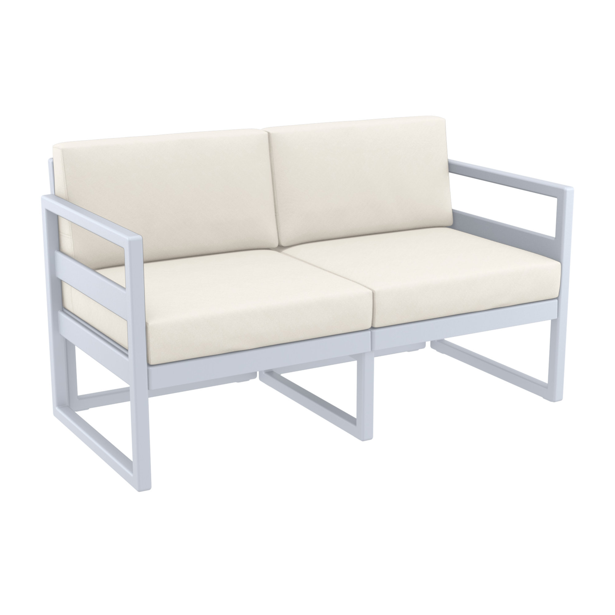 Lane 58'' Wide Straight Loveseat with Cushions, Silver/Gray, Natural