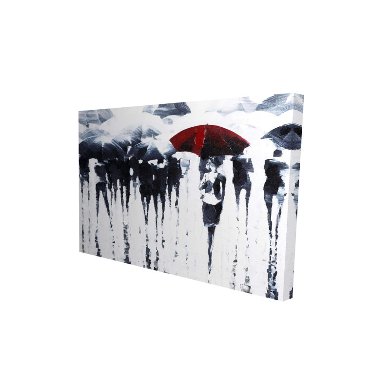 Abstract Silhouettes Under the Rain - Red Canvas Home Decor