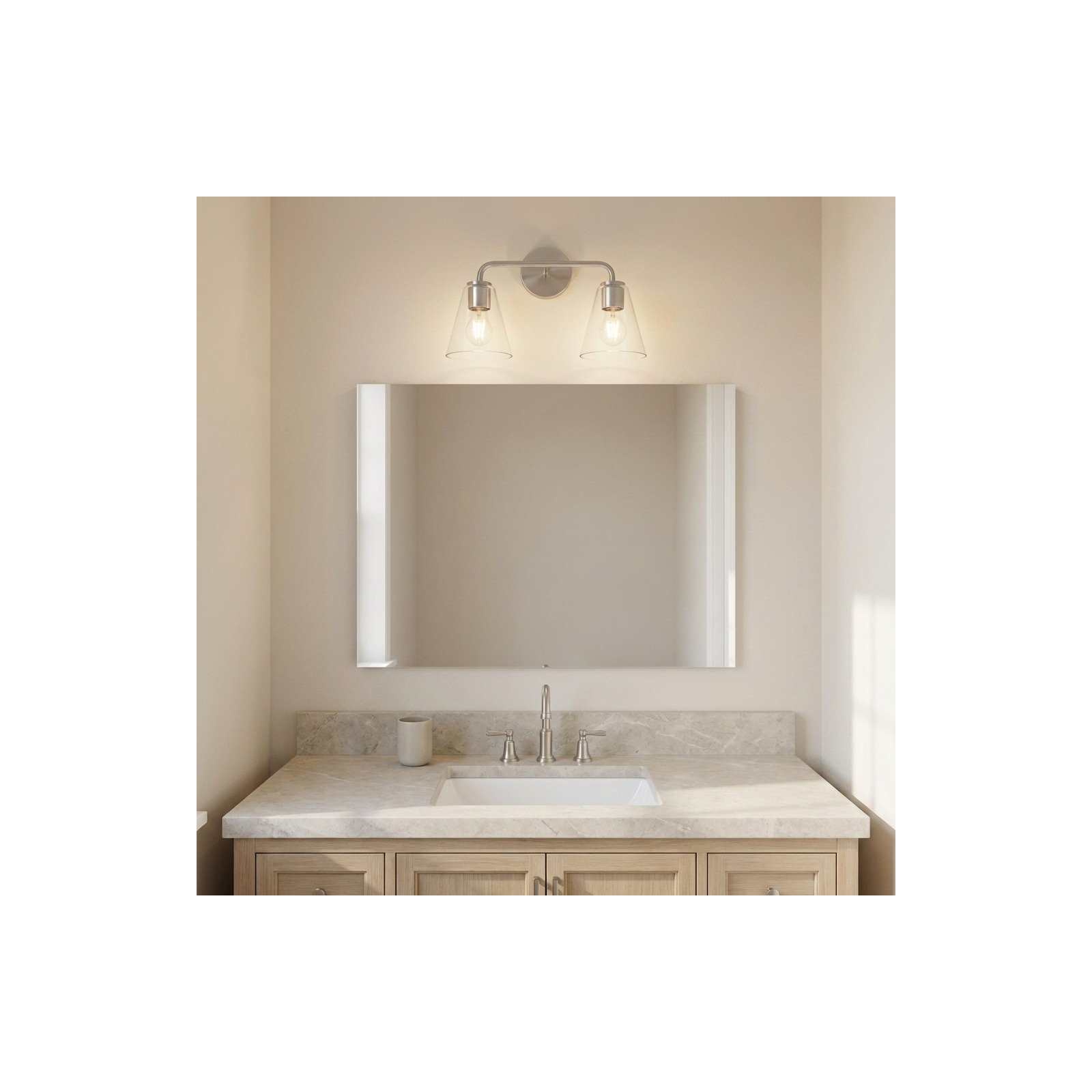 Senda One Light Vanity, 2, Clear, Brushed Nickel