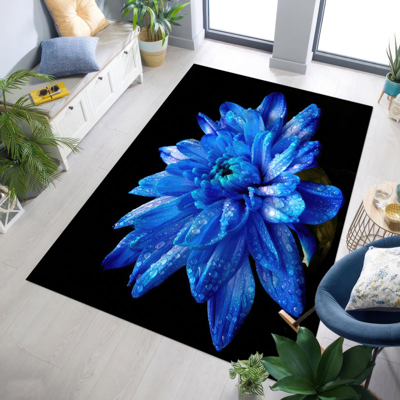 Chic Non-Woven Thin Printed Rug with Intricate Floral Motifs for Modern Indoor Spaces, Rectangle 2'7" x 4'11"