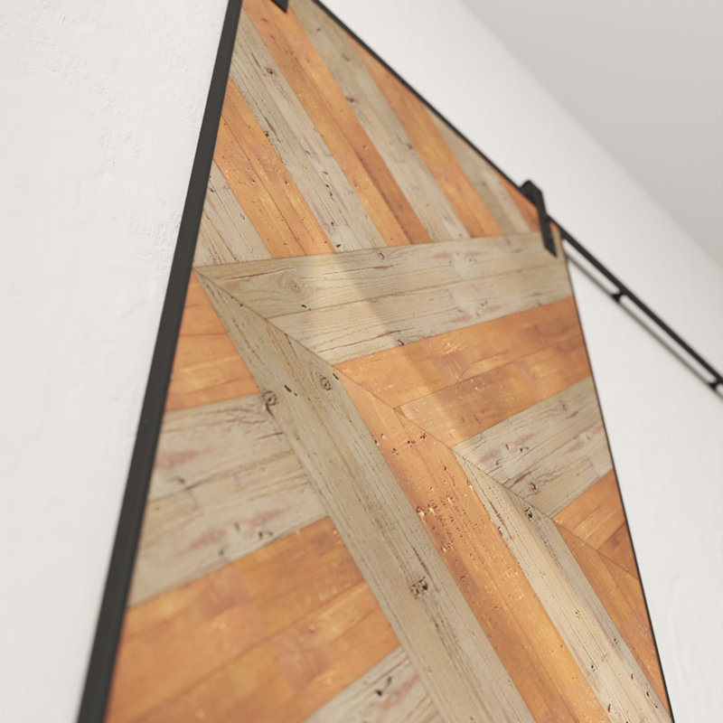 Porte de grange en bois massif Malibu teintée avec trousse de quincaillerie d'installation, 42 po x 96 po, Gris Lumina