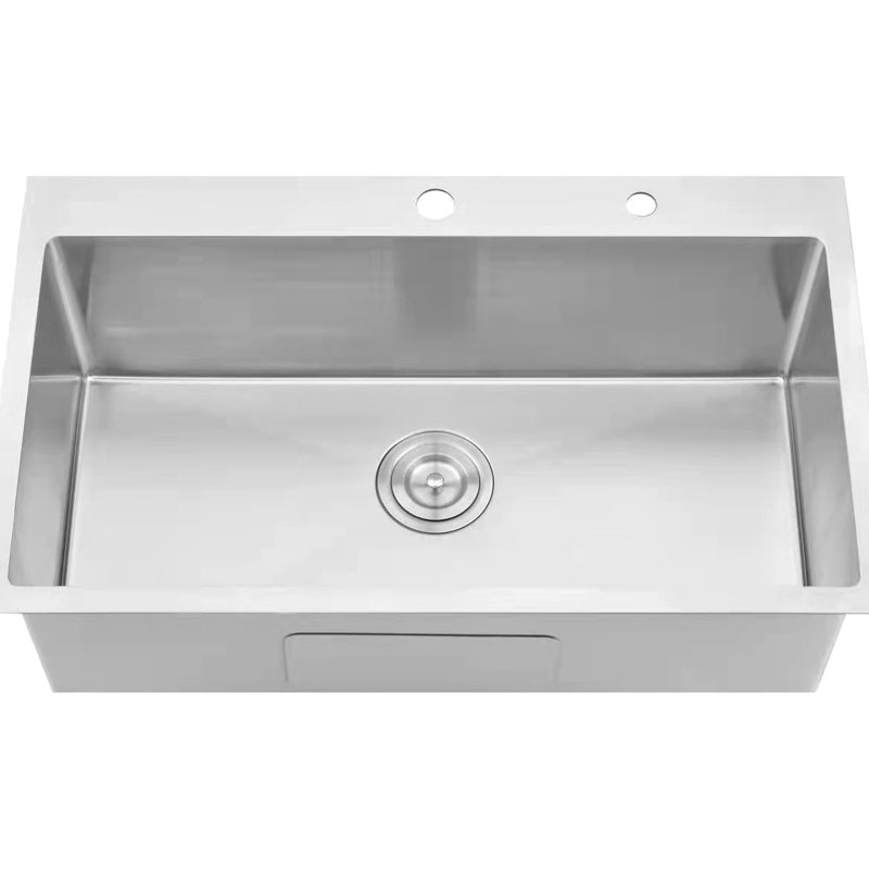 Stain 30 In Drop-In Kitchen Sink With Large Capacity & 3.5" Drain Rust Stainless Steel Basket Strainer Extra Basin