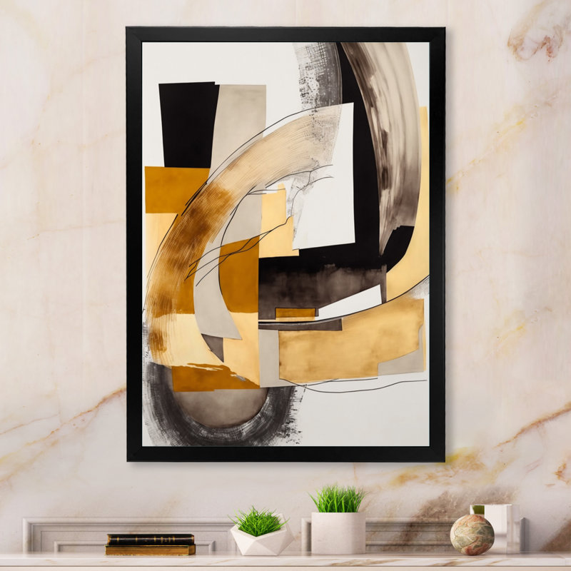 Glam Art déco abstrait IV - Art mural abstrait grand, L 12 po x H 20 po, Cadre photo noir