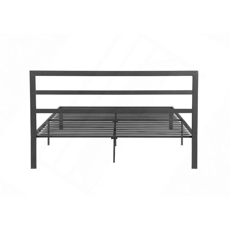 Structure de lit en métal avec tête de lit gris anthracite
