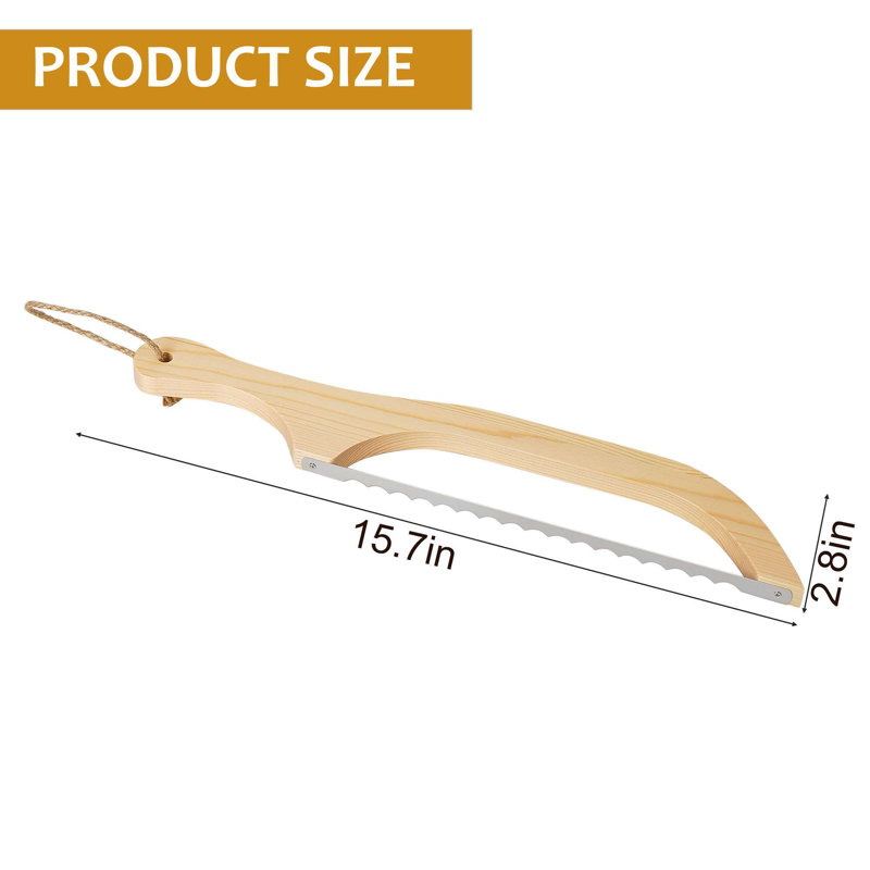 Bread Slicer for Homemade Bread,16" Wooden Sourdough Bread Knife with Bow Design