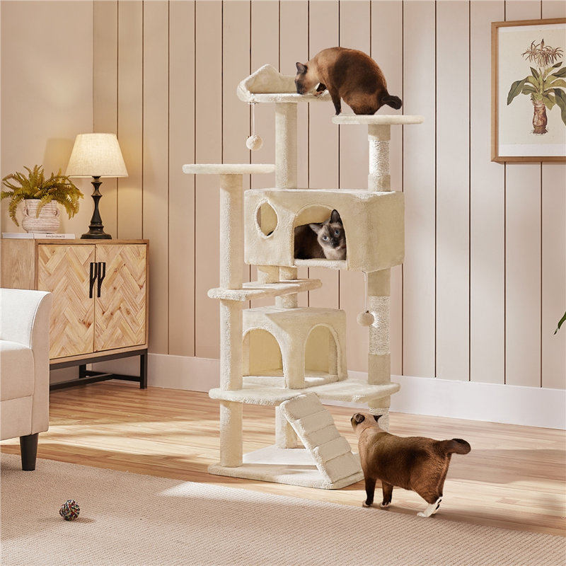 Multilevel Cat Tree Condo with Scratching Posts, Beige