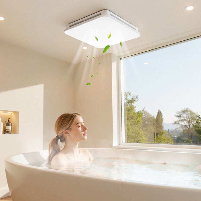 Ventilateur de salle de bain pour salle de bain avec lumière DEL, évent de salle de bain 110 CFM 4000K, ventilateur de plafond à moteur à 1,5 bruit à faible bruit pour salle de lavage, salle de rangement, ventilation domestique, blanc