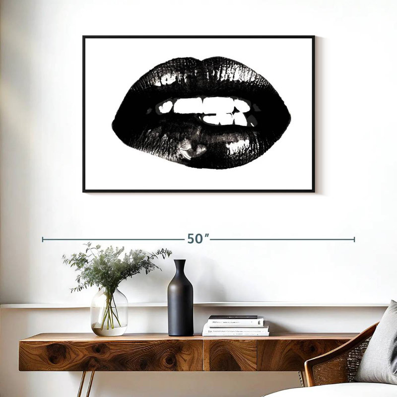 Lèvre, Cadre flottant noir, 37 po x 25 po