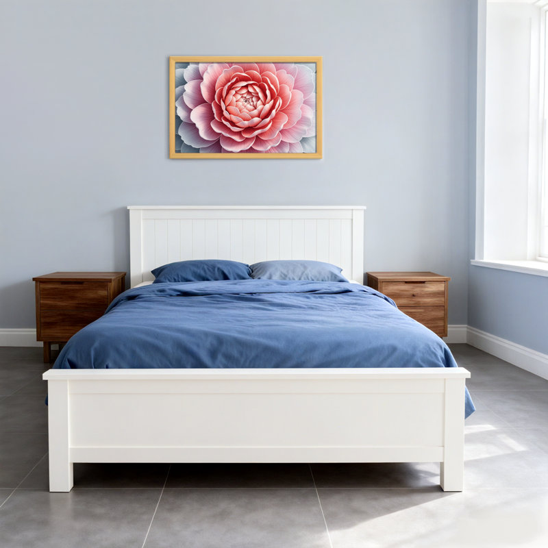 Plantes et fleurs, motif floral rose, H 16 po x l 24 po, Impression encadrée sans passe-partout, Noir