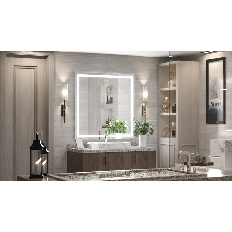 Martrez Frameless LED Lighted Bathroom / Vanity Mirror with Brightness Adjustable, Memory Function, Anti-fog, 36" x 36"